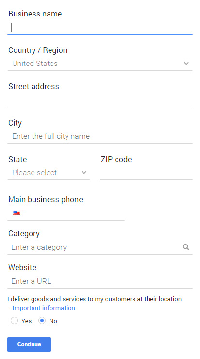 company information form google my business