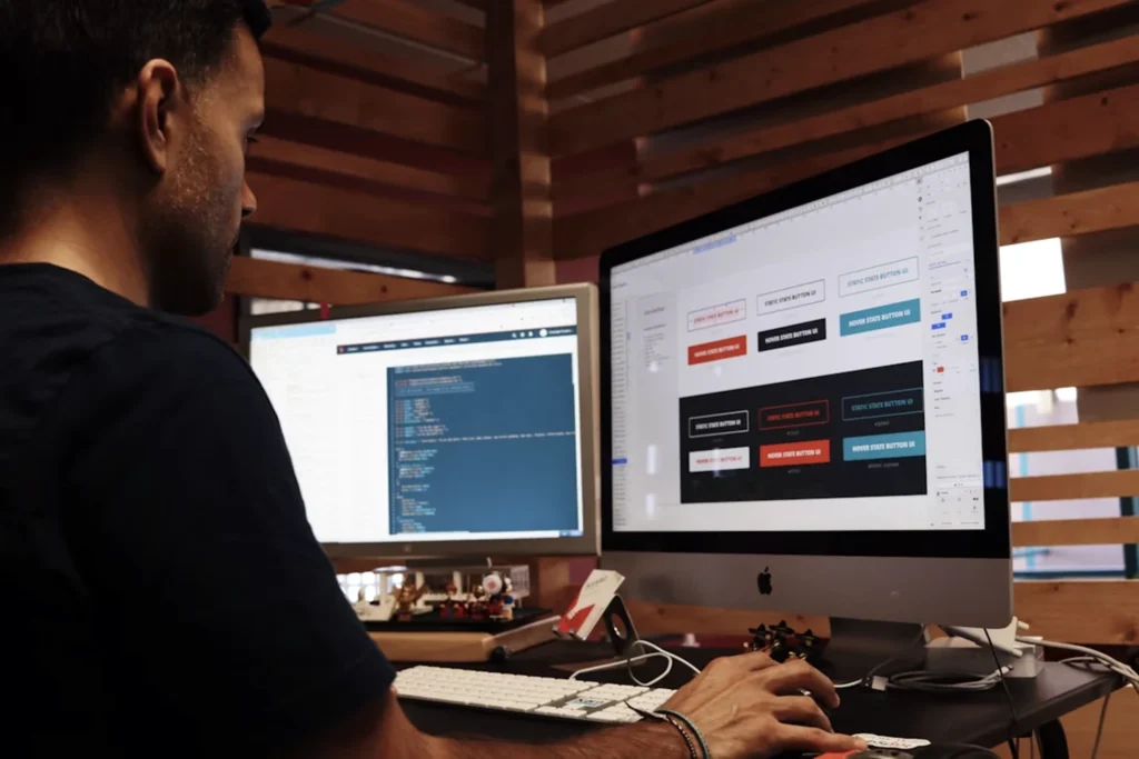 man working on website design
