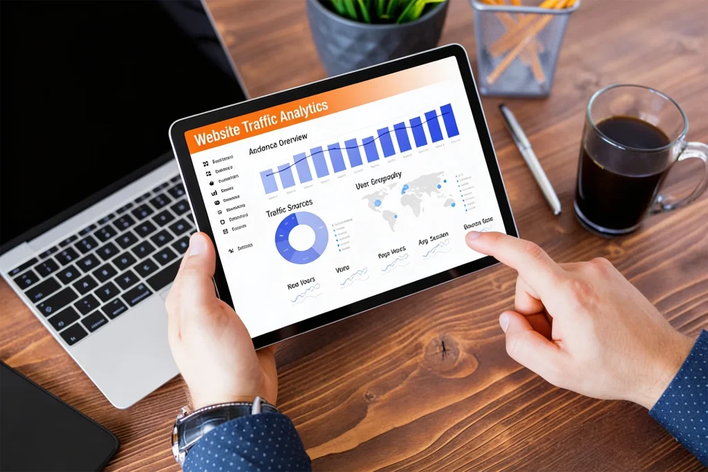 person using a tablet to check paid campaign roi